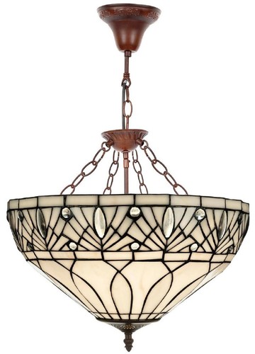 Casa Padrino Luxus Tiffany H�ngeleuchte Wei� / Schwarz / Braun  40 x H. 40 cm - Handgefertigt aus zahlreichen Glas Mosaik St�cken