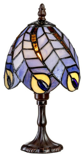 Casa Padrino Luxus Tiffany Hockerleuchte Mehrfarbig  15 x H. 29 cm - Tiffany Tischleuchte - Tiffany Schreibtischleuchte - Tiffany Leuchten - Luxus Leuchten - Luxus Interior