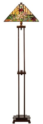 Casa Padrino Luxus Tiffany Stehleuchte Braun / Mehrfarbig 40 x 40 x H. 145 cm - Handgefertigt Tiffany Lampe aus 484 Teilen