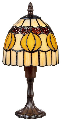 Casa Padrino Luxus Tiffany Hockerleuchte Mehrfarbig  15 x H. 29 cm - Runde Tiffany Schreibtischleuchte - Tiffany Tischleuchte - Luxus Interior - Luxus Leuchten - Tiffany Leuchten