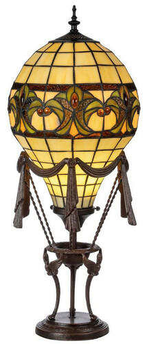 Casa Padrino Luxus Tiffany Tischleuchte Hei�luftballon Mehrfarbig  27 x H. 70 cm - Elegante Tiffany Lampe mit handgefertigtem Glas Lampenschirm