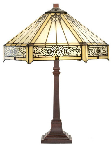 Casa Padrino Luxus Tiffany Tischleuchte Mehrfarbig  40 x H. 64 cm - Tiffany Schreibtischleuchte - Wohnzimmer Deko Leuchte - Scheibtisch Deko Leuchte - Luxus Tiffany Leuchten