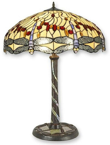 Casa Padrino Luxus Tiffany Tischleuchte Mehrfarbig  61 x H. 80 cm - Tiffany Schreibtischleuchte - Wohnzimmer Deko Leuchte - Scheibtisch Deko Leuchte - Luxus Tiffany Leuchten