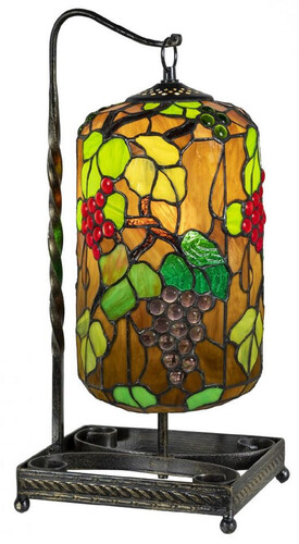 Casa Padrino Luxus Tiffany Tischleuchte Mehrfarbig / Schwarz 17 x 17 x H. 45 cm - Tiffany Schreibtischleuchte - Luxus Interior - Luxus Art Deco Leuchten - Tiffany Leuchten