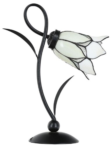 Casa Padrino Art Deco Tiffany Tischleuchte Schwarz / Wei H. 40 cm - Tiffany Leuchten
