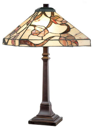 Casa Padrino Luxus Tiffany Tischleuchte Mehrfarbig 36 x 36 x H. 64 cm - Tiffany Schreibtischleuchte - Scheibtisch Deko Leuchte - Wohnzimmer Deko Leuchte - Luxus Tiffany Leuchten