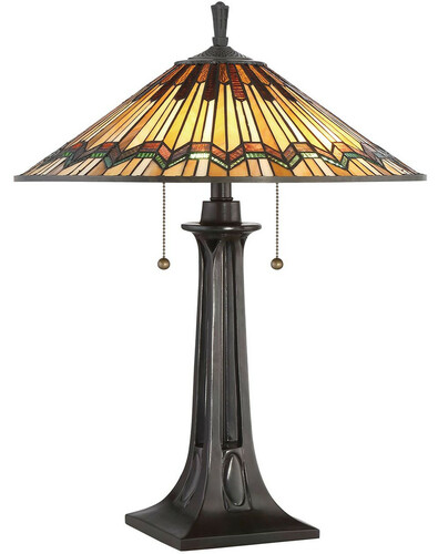 Casa Padrino Luxus Tiffany Tischleuchte Mehrfarbig  49,5 x H. 63,5 cm - Elegante Tiffany Lampe mit handgefertigtem Glas Lampenschirm