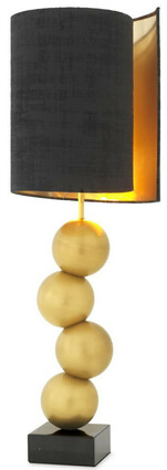 Casa Padrino Designer Tischleuchte Antik Messingfarben / Schwarz  32 x H. 100 cm - Moderne Schreibtischleuchte mit Marmorsockel - Luxus Kollektion