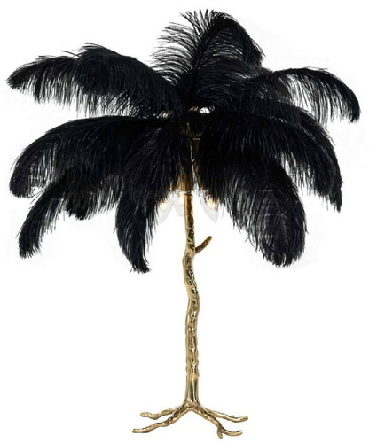 Casa Padrino Luxus Tischleuchte Palme Schwarz / Gold 75 x 75 x H. 80 cm - Moderne Tischlampe im Palmen Design - Luxus Leuchten - Luxus Qualit�t