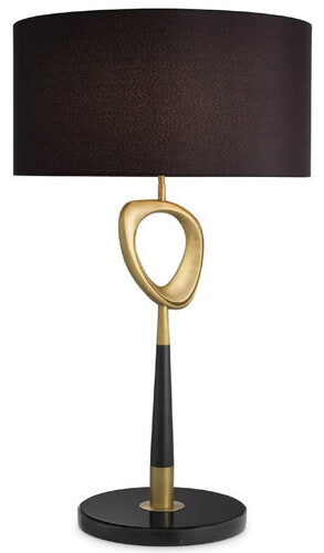 Casa Padrino Luxus Tischleuchte Antik Messingfarben / Schwarz  60 x H. 101,5 cm - Moderne Schreibtschleuchte mit rundem Lampenschirm - Luxus Kollektion