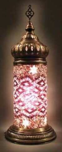 Casa Padrino Luxus Glasmosaik Tischleuchte Bronze / Mehrfarbig  16 x H. 45 cm - Runde Schreibtischleuchte - Glasmosaik Tischleuchten - Luxus Tischleuchten - Luxus Deko Leuchten