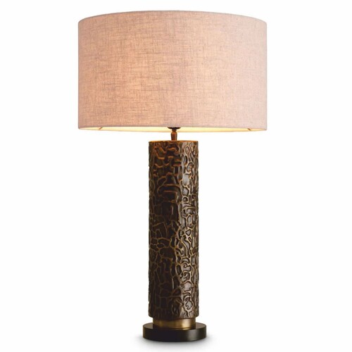 Casa Padrino Luxus Tischleuchte Bronze / Messing / Schwarz / Creme H. 76 cm