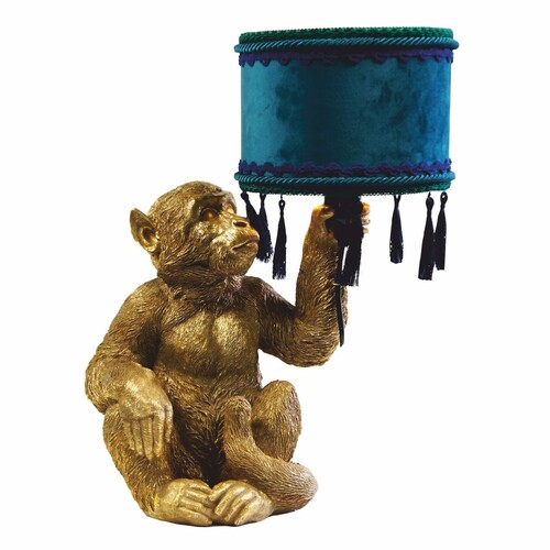 Casa Padrino Luxus Tischleuchte Affe Gold / Blau / Gr�n H. 50 cm - Luxus Leuchten