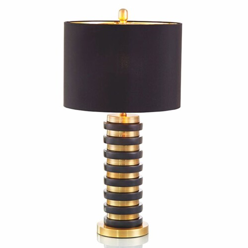 Casa Padrino Luxus Tischleuchte Messing / Schwarz H. 65 cm - Luxus Leuchten