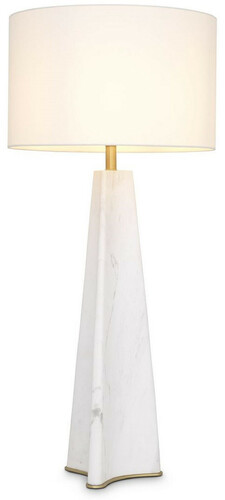 Casa Padrino Luxus Tischleuchte Wei� / Antik Messingfarben  48 x H. 106,5 cm - Moderne Marmor Schreibtschleuchte - Luxus Kollektion