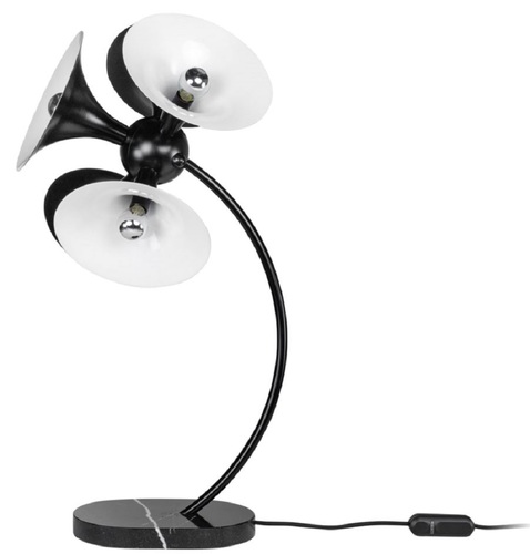 Casa Padrino Luxus Tischleuchte Schwarz / Wei� 41 x 41 x H. 77 cm - Schreibtischlampe - Aluminium Lampe mit Marmorfu� - Wohnzimmer Lampe - B�ro Lampe