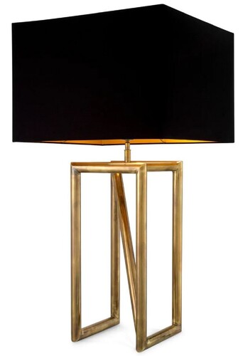 Casa Padrino Luxus Tischleuchte Vintage Messing / Schwarz H. 97 cm - Luxus Leuchten