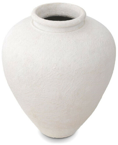 Casa Padrino Luxus Tonvase Matt Wei�  64 x H. 83 cm - Handgefertigte Runde Deko Vase - Wohnzimmer Deko - Garten Deko - Deko Accessoires