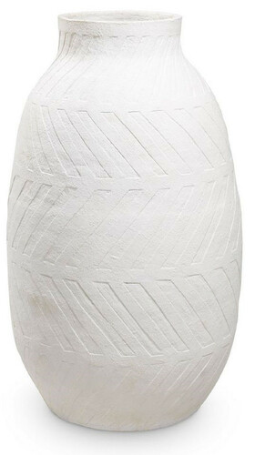 Casa Padrino Luxus Tonvase Wei�  60 x H. 106,5 cm - Handgefertigte Runde Deko Vase - Wohnzimmer Deko - Garten Deko - Deko Accessoires