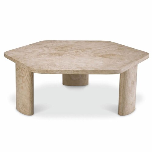 Casa Padrino Luxus Travertin Couchtisch Beige 101 cm - Travertin Wohnzimmer M�bel