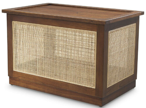 Casa Padrino Luxus Truhe mit Deckel Braun / Naturfarben 72 x 46 x H. 48 cm - Massivholz Truhe mit Rattangeflecht - Luxus Mbel