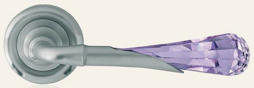 Casa Padrino Luxus T�rklinken Set Grau / Lila 15 x H. 5 cm - Edle Messing T�rgriffe mit Swarovski Kristallglas - Luxus Qualit�t