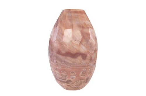 Casa Padrino Luxus Vase  24 x H. 38,5 cm - Elegante Deko Vase aus massivem Farbglas in marmorierten Lavendelt�nen - Luxus Deko Accessoires