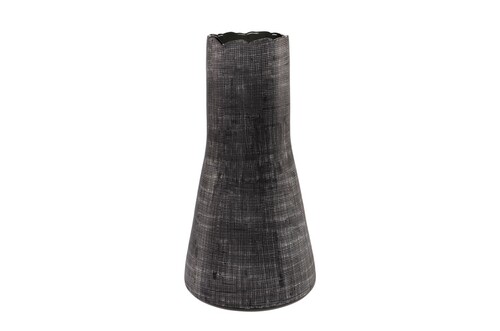 Casa Padrino Luxus Vase Grau  26,5 x H. 53 cm - Hohe Deko Vase aus massivem Farbglas in dunklem Grau - Luxus Deko Accessoires