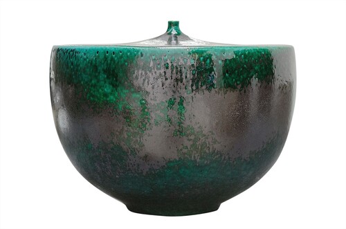Casa Padrino Luxus Vase Gr�n  33 x H. 25,5 cm - Breite Deko Vase aus Steingut in sattem Gr�n - Luxus Deko Accessoires