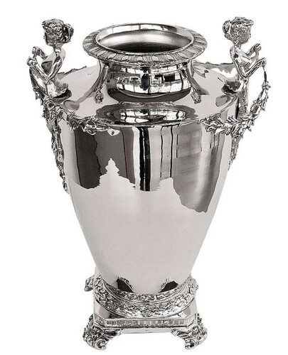 Casa Padrino Luxus Vase Mod 2 Engel Silber 28 cm - 28 cm - H. 39 cm - Hotel Dekoration - Luxus Blumengef�ss 