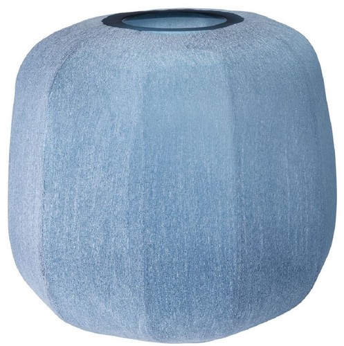 Casa Padrino Luxus Deko Glas Vase Blau  33 x H. 32 cm - Mundgeblasene Blumenvase - Luxus Deko Accessoires