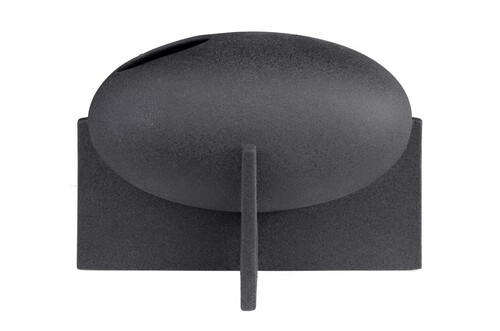 Casa Padrino Luxus Vase Schwarz 30 x 18 x H. 21 cm - Breite Steingut Vase der OVO Serie mit Black Diamond Glasur - Luxus Deko Accessoires