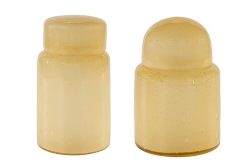 Casa Padrino Luxus Vasen 2er Set Ocker - Zwei Deko Gef��e aus durchgef�rbtem Glas - Luxus Deko Accessoires