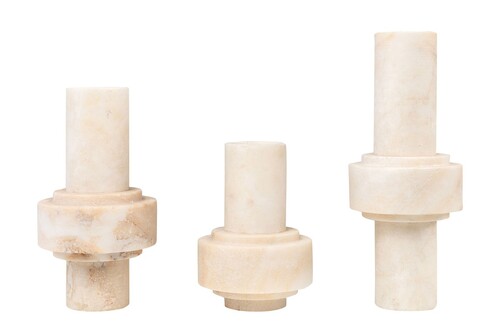 Casa Padrino Luxus Vasen 3er Set  13 x H. 20 / 25 / 31 cm - Drei Vasen aus hochwertigem mattem Onyx - Luxus Deko Accessoires