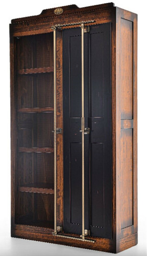 Casa Padrino Luxus Vintage Stil Barschrank Braun / Schwarz 106,5 x 34 x H. 191 cm - Massivholz Weinschrank - Vintage Stil Bar M�bel - Luxus Bar M�bel - Massivholz Bar M�bel