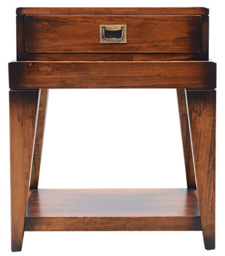 Casa Padrino Luxus Vintage Stil Beistelltisch Braun / Messing 54 x 54 x H. 64,5 cm - Quadratischer Nachttisch mit Schublade - Wohnzimmer M�bel - Schlafzimmer M�bel - Luxus Vintage Stil M�bel