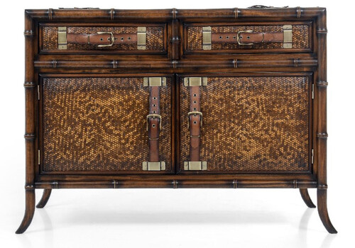 Casa Padrino Luxus Vintage Stil Sideboard Braun 114 x 50 x H. 80 cm - Massivholz Schrank mit 2 Schubladen und 2 T�ren - Massivholz M�bel - Vintage Stil M�bel - Luxus M�bel