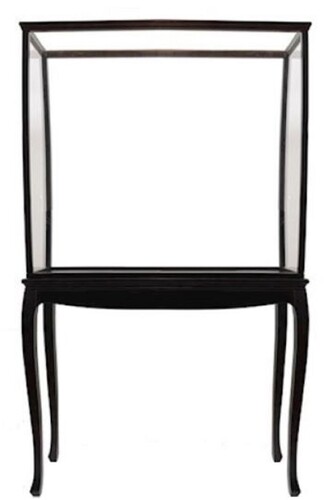 Casa Padrino Luxus Modellschiff Vitrine Schwarz 103 x 36 x H. 173 cm - Modelboot Glasvitrine - Segelschiff Vitrine - Holzschiff Vitrine - Modellbau Vitrine - Modellbau Deko Accessoires