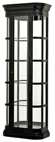 Casa Padrino Luxus Vitrine Schwarz 87,5 x 44,5 x H. 238 cm - Ovaler Massivholz Vitrinenschrank mit Glast�r und Glasregalen - Luxus M�bel - Luxus Qualit�t