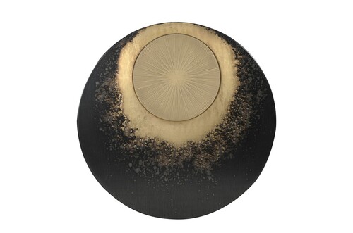 Casa Padrino Luxus Wanddekoration  81,5 cm - Rundes Wandrelief Alura aus Stahl mit Messing im Galaxy Finish - Luxus Deko Accessoires