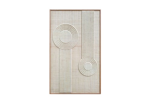 Casa Padrino Luxus Wanddekoration Naturfarben 75 x 4 x H. 122 cm - Wandrelief Erik aus Palmengeflecht mit Rahmen aus Eichenfurnier - Luxus Deko Accessoires