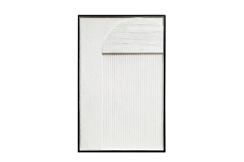 Casa Padrino Luxus Wanddekoration Wei� 60 x 4 x H. 95 cm - Wandrelief Oliver aus Bananenrinde mit Holzrahmen - Luxus Deko Accessoires