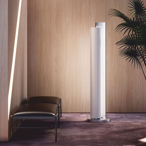 Casa Padrino Elektrische Luxus LED S�ulenheizung Wei� / Silber H. 185,5 cm - Made in Italy