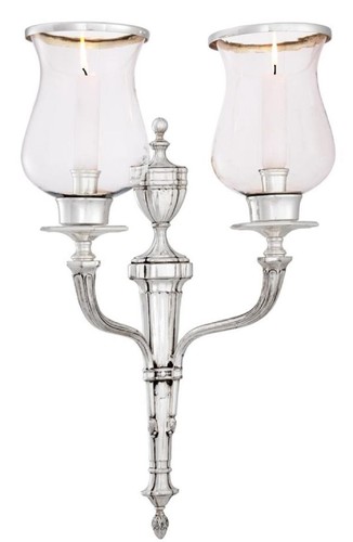 Casa Padrino Luxus Wandkerzenhalter Antik Silber 33 x 18 x H. 56 cm - Hotel & Restaurant Wanddeko