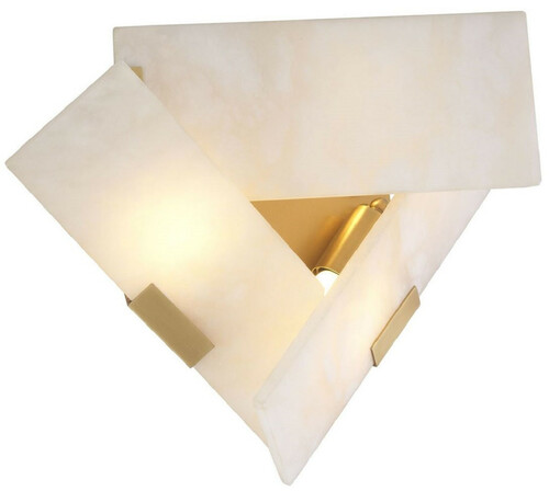 Casa Padrino Luxus Wandleuchte Alabaster / Antik Messingfarben 40 x 15,5 x H. 31 cm - Wandlampe mit Alabaster Lampenschirm - Luxus Qualit�t