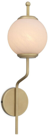 Casa Padrino Luxus Wandleuchte Antik Messingfarben / Wei�  19 x H. 66 cm - Wandlampe mit rundem Glas Lampenschirm - Luxus Leuchten