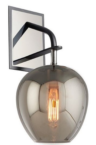 Casa Padrino Luxus Wandleuchte Schwarz / Silber / Grau 17,8 x 22,9 x H. 40 cm - Luxus Qualit�t