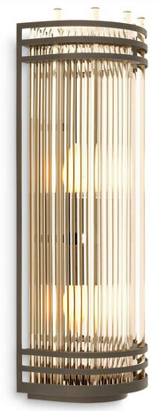 Casa Padrino Luxus Wandleuchte Bronze 18,5 x 15 x H. 53,5 cm - Elegante Metall Wandlampe mit Glas Lampenschirm - Luxus Kollektion