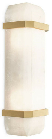 Casa Padrino Luxus Wandleuchte Alabaster / Antik Messing 13 x 11 x H. 42 cm - Elegante Wandlampe mit Alabaster Lampenschirm - Luxus Leuchten