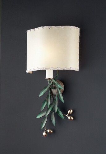 Casa Padrino Luxus Wandleuchte Messing Poliert B. 100 x H. 65 cm - Handgefertigte Wandleuchte aus Schmiedeeisen mit Olivenzweigen - Luxus Kollektion - Edel & Prunkvoll